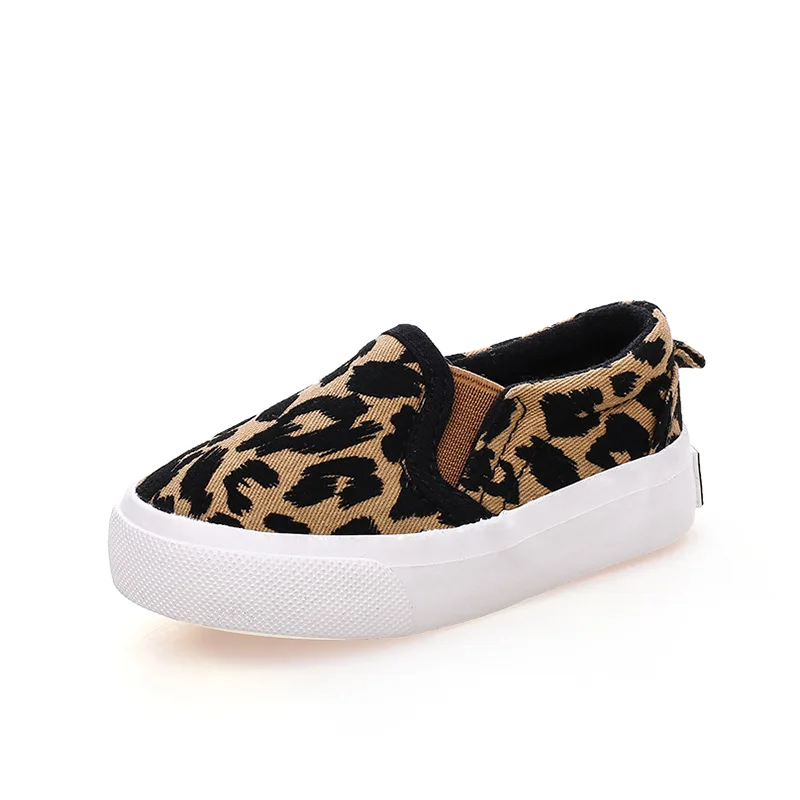 
Leopard Print Canvas Shoes Children Slip On Loafer 