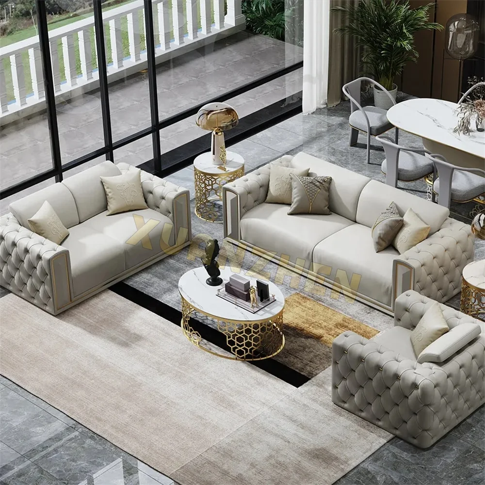 Factory luxury sofa set furniture modern leather sectional sofa living room sofas 1+2+3 for home luxury
