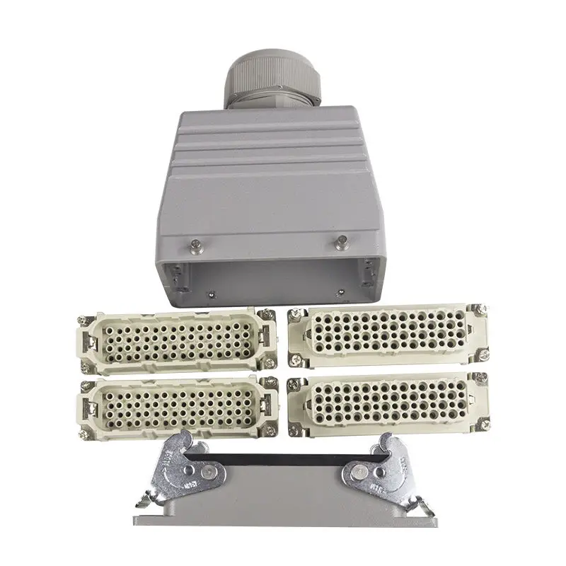 WZUMER HD-128 Industrial Side Entry Double Buckle Heavy Duty Connector With Plastic Cable Gland