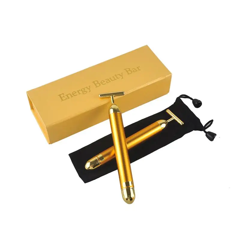 
customized T letter design face lifting slimming massager v face neck nose eye lift massager 24K gold antioxidant 