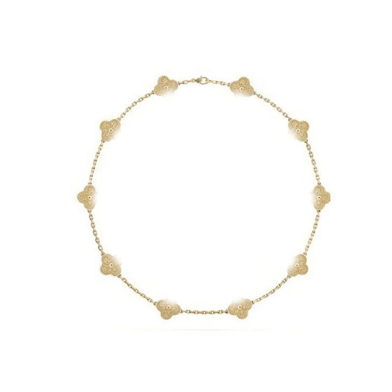 High Quality Lucky 10 Flower Agate Necklace Classic Sweater Chain Necklace Charm Jewelry Gift for Men and Women