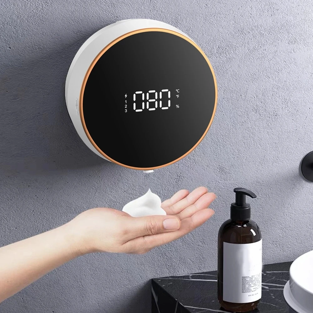 MYVOES Touchless Infrared Sensor Foam Machine Liquid Dispens Wall Mount Automatic Foam Soap Dispensers LED Temperature Display