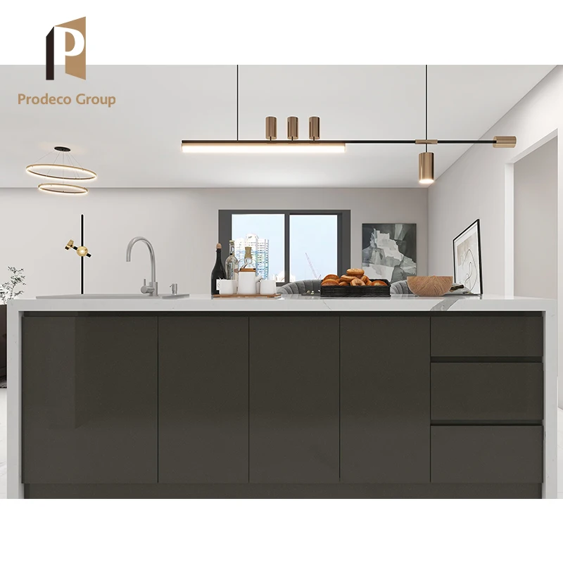 Customized Mdf Australian Kitchen Cabinet Black High Gloss Kitchen Cabinets