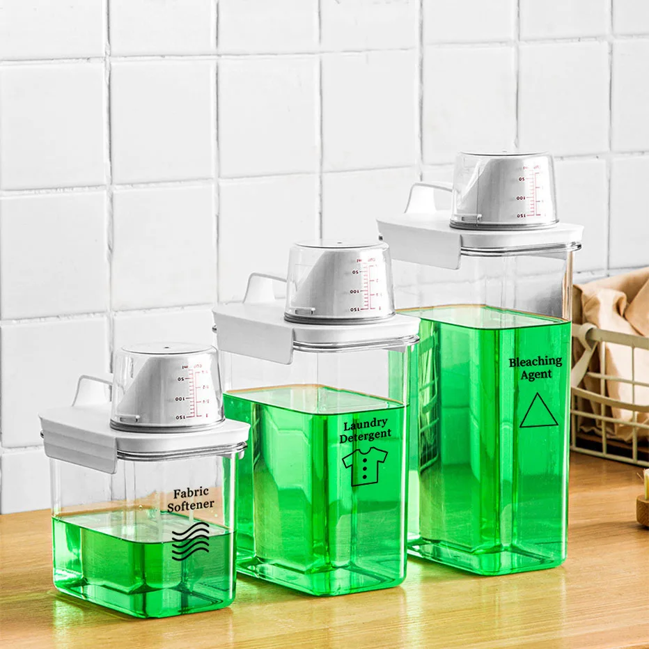 Multi-Use Airtight washing Laundry Powder Detergent Food Grains Rice Storage Container dispenser with Pour Spout Measuring Cup