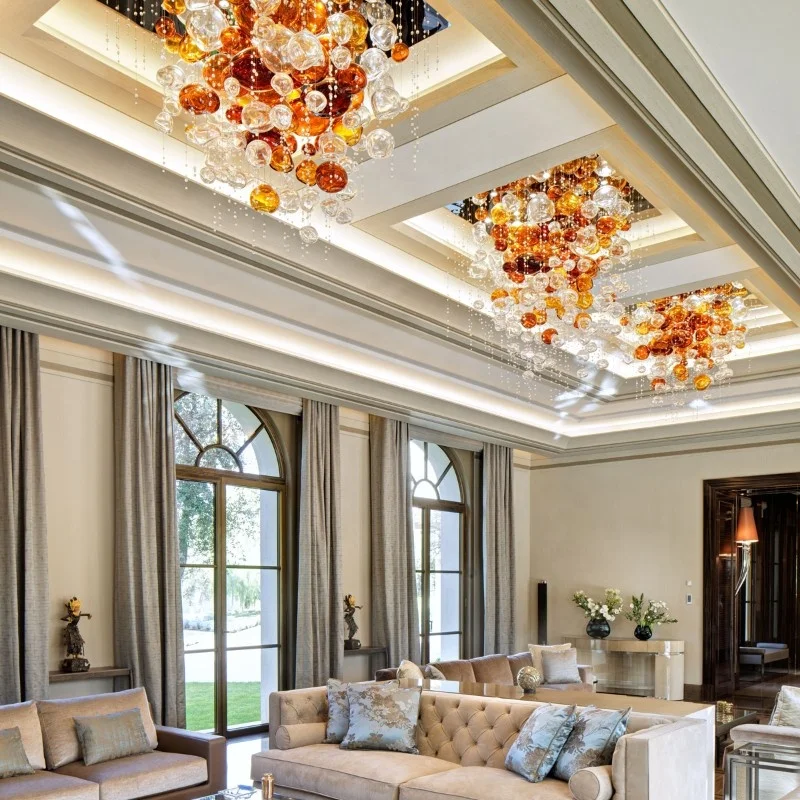 Люстра для вестибюля отеля фойе ресторана подвесной светильник на заказ стеклянная люстра с пузырьками