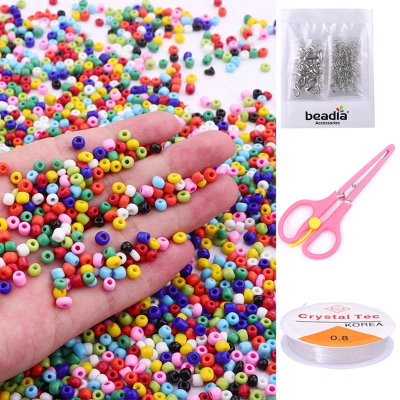 Fashion Handmade Polymer Clay Acrylic Glass Plastic Seed Bead Diy Beads Kits Bracelet Children Jewelry Diy Making Kit