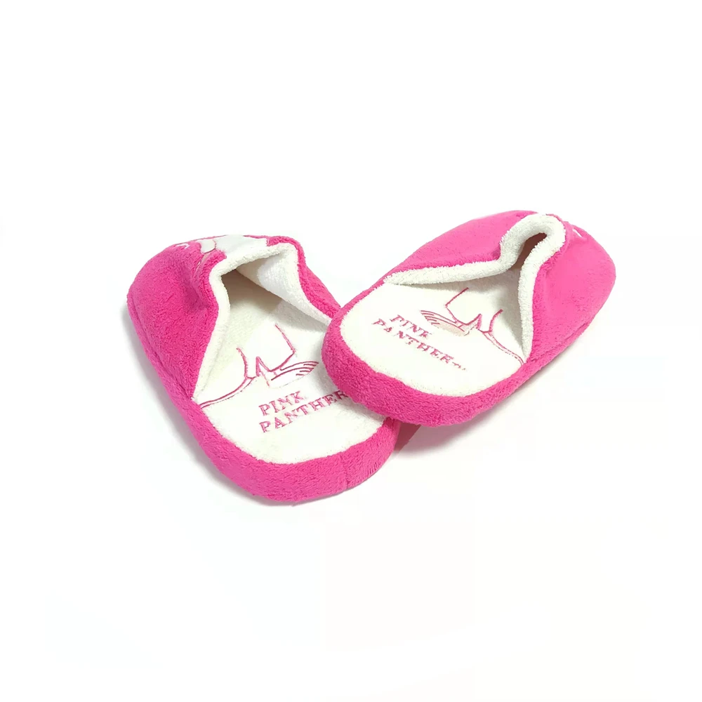 Panther embroidered slippersfleece soft hotel fancy custom made plush shoes