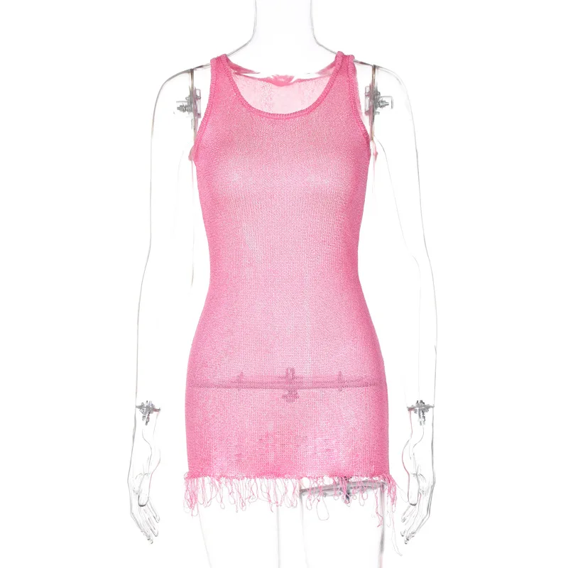 Sexy round neck sleeveless dresses cute short mini dresses wholesale summer dresses women 2024