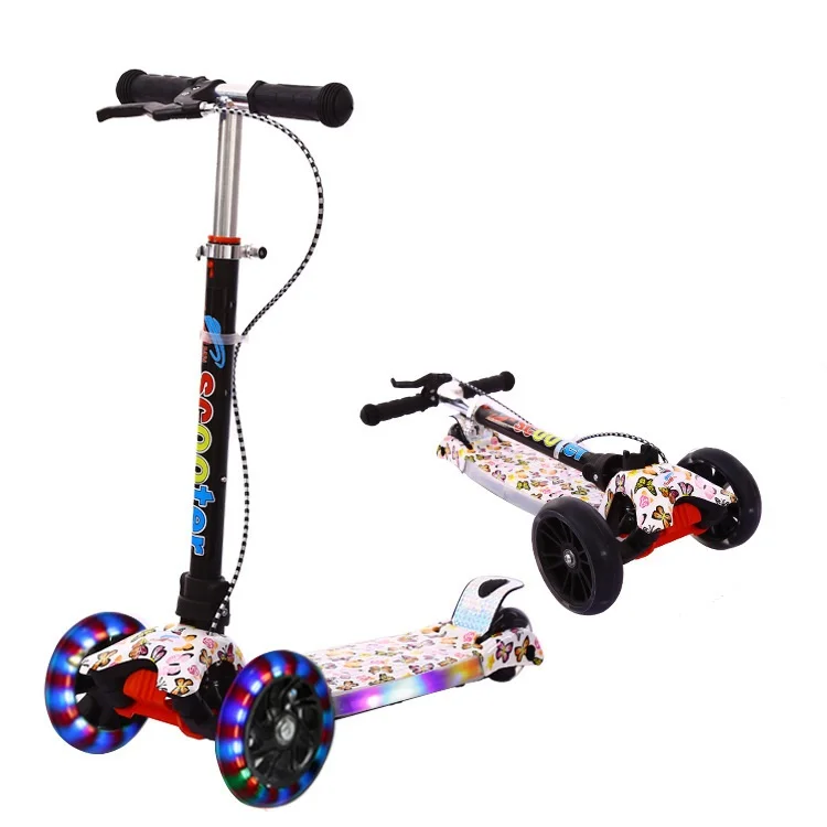 New Model Folding Kid 3 Wheel Foot Pedal Kick Scooter Children 3 Wheel Scooter For Kids With Light And Music For 2-14 Years