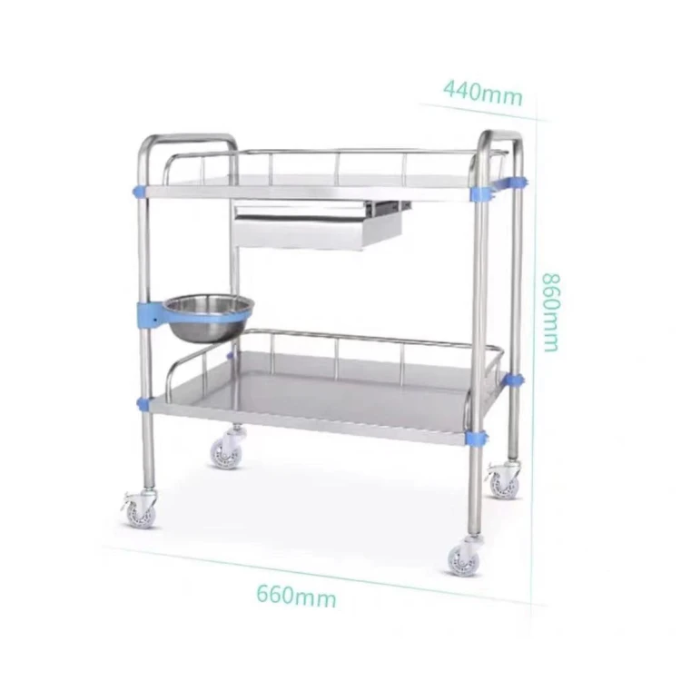 Factory Wholesale Emergency Stainless Steel Medical Treatment Trolley for Hospital