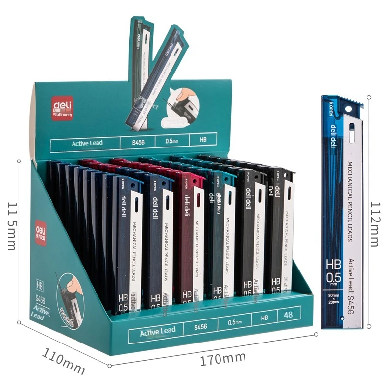 Deli 7003 Lead Core HB/2B Automatic Pencil 0.5/0.7mm Student Stationery Pencil Refill Free Cutting