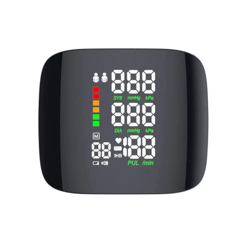 Rechargeable Tonometer Heart Rate Monitor Sphygmomanometer Wrist Blood Pressure Monitor