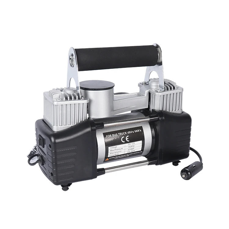 12 volt mini air compressor for truck metal car air pump with double cylinder 150PSI MAX pressure