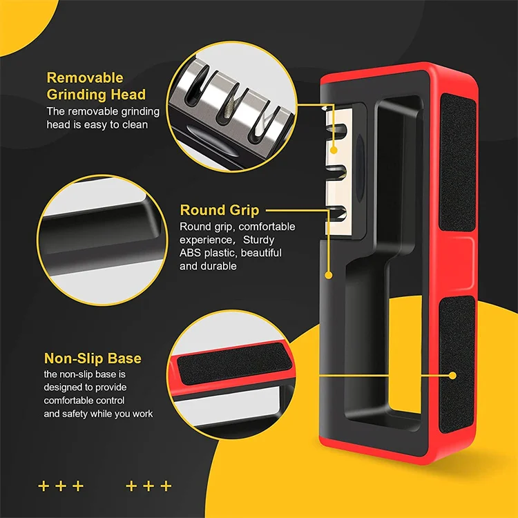 3-Stage Knife Sharpener with 1 More Replace Sharpener Manual Kitchen Knife Sharpening Tool for All Knives
