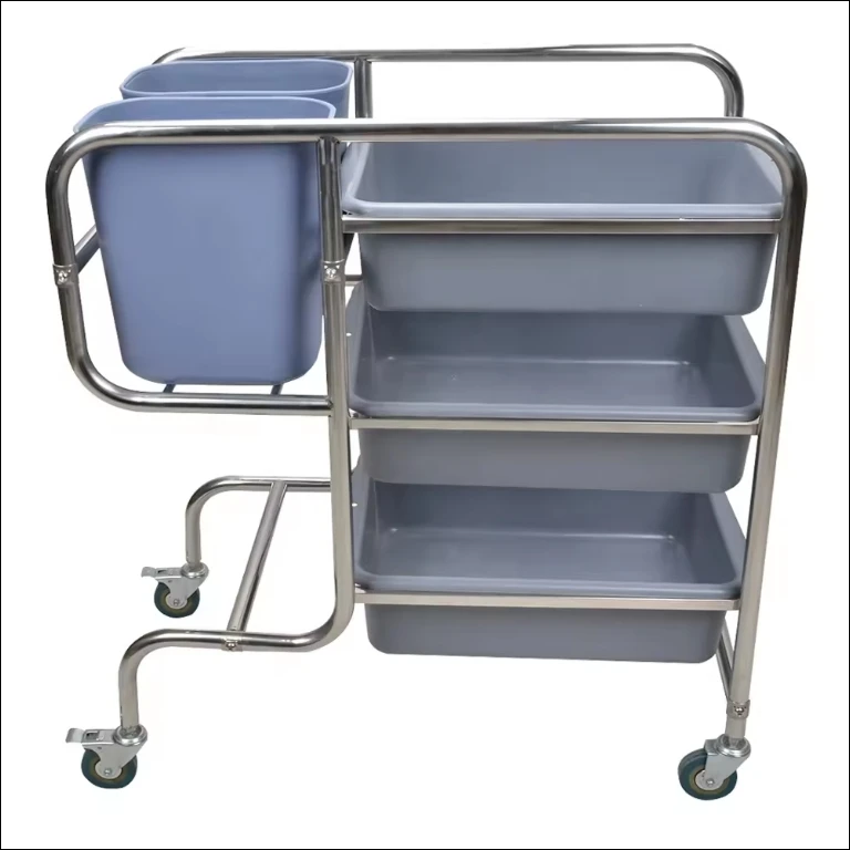 Commercial Catering Hotel Room Dining Cart Food Round Tube Serving Trolley