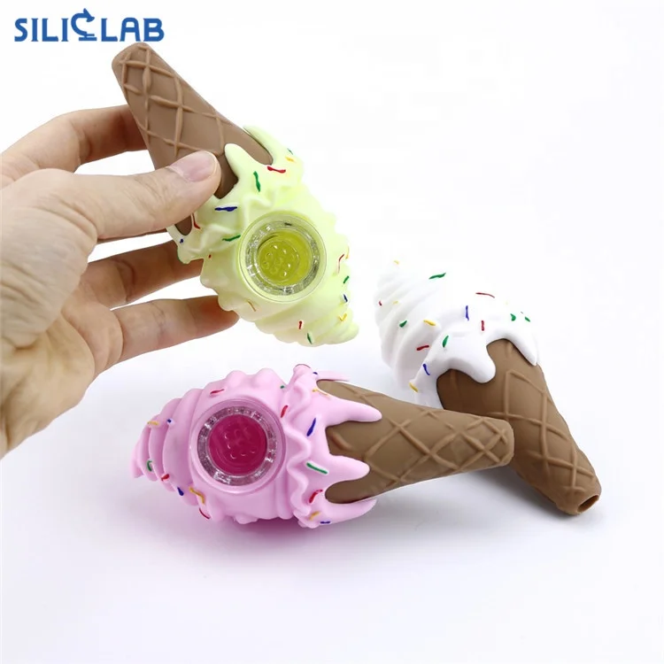Food Grade Ice Cream Silicone Smoking Pipe for Smoking