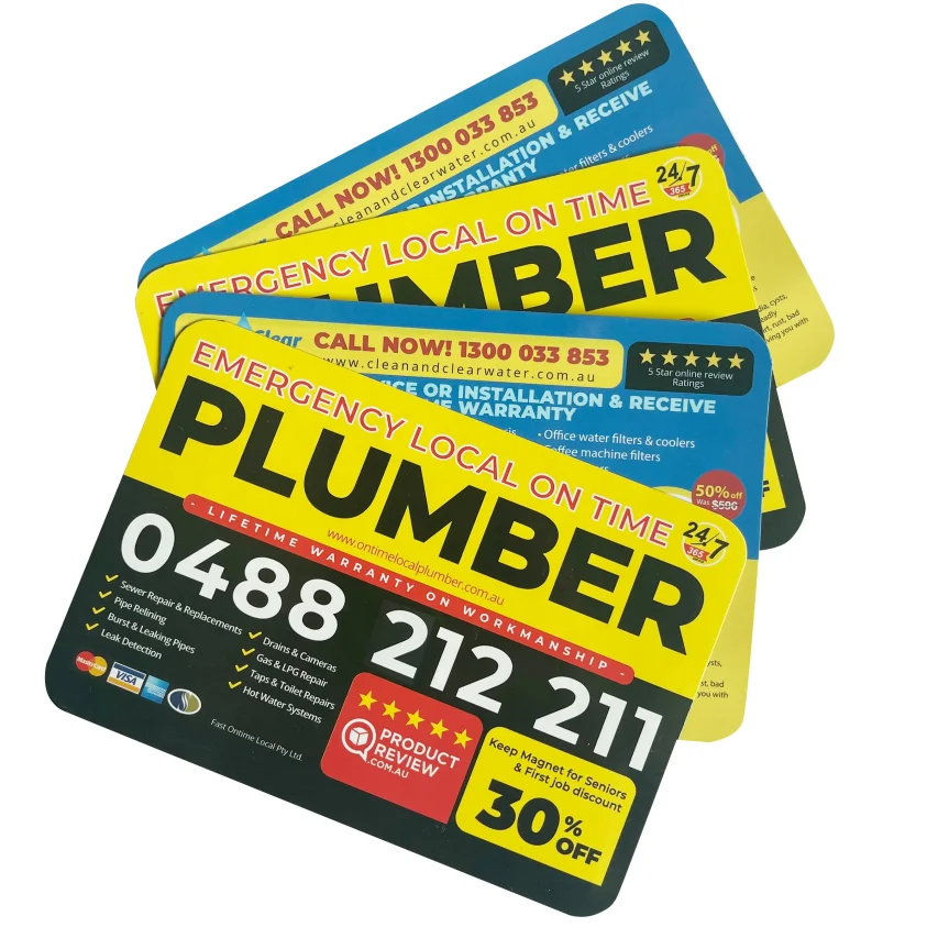 Magnet Manufacturer Paper Printed Plumbing Promotion Business Card Custom Refrigerator Magnet