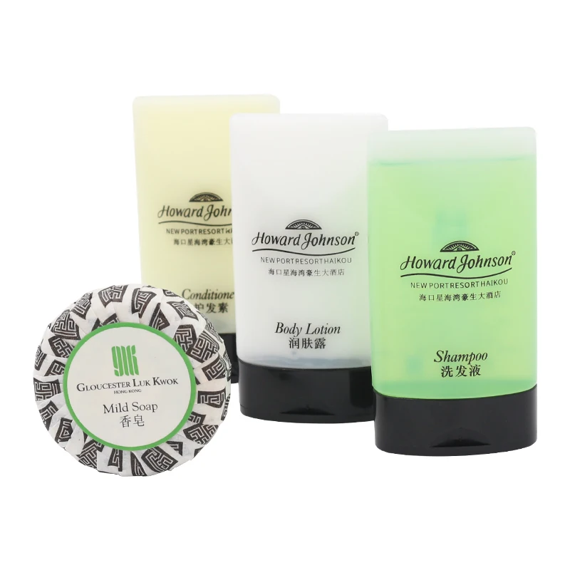 Luxury Design Hotel Disposable Supplies Bathroom Amenities Bath Soap Liquid Shampoo and Shower Gel Bottles