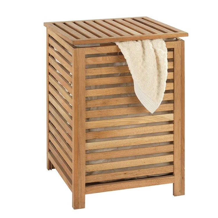 Custom household washing room dirty clothes storage bamboo hamper laundry basket with lids