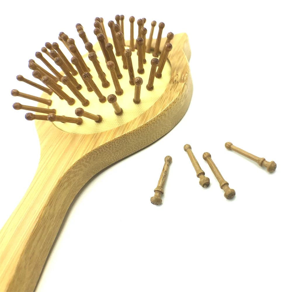 Wholesale Massage Natural Bamboo detangling brush Hairbrush Rectangle Paddle Hair wooden hair Brushes