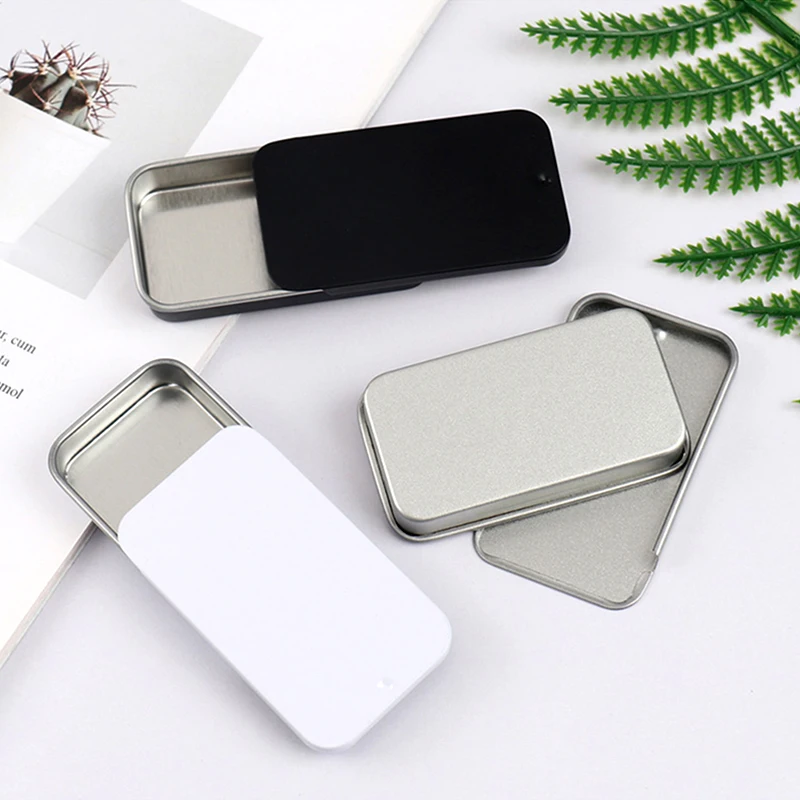 YEM Custom Small Rectangular Slide Top Metal Tin Box Solid Perfume Storage Slide Cover Lid Candy Mint Tin tin pre roll case