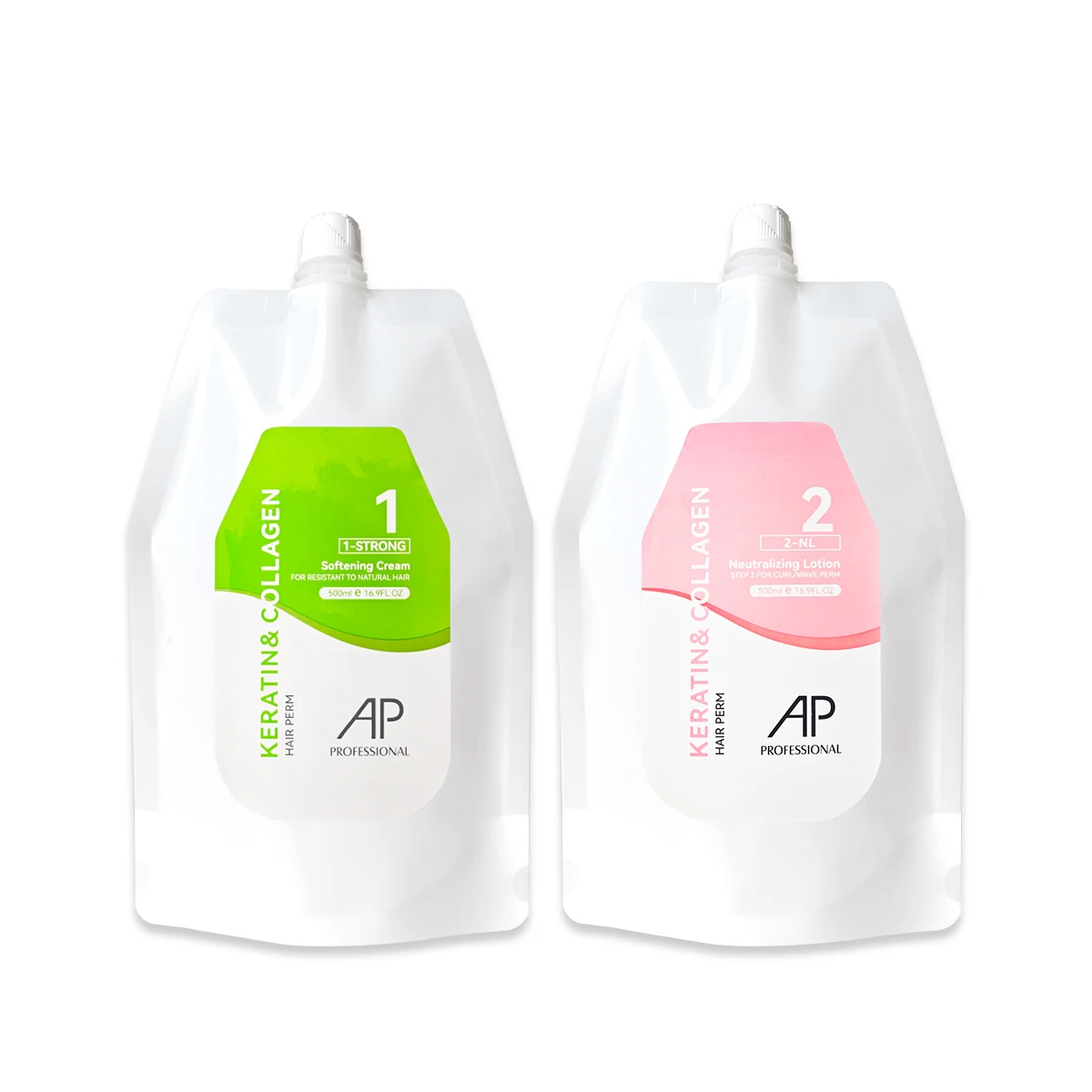 Hot sell AP Premium keratin and collagen infused hair curly perm set softener & neutralizer for normal to resistant hair