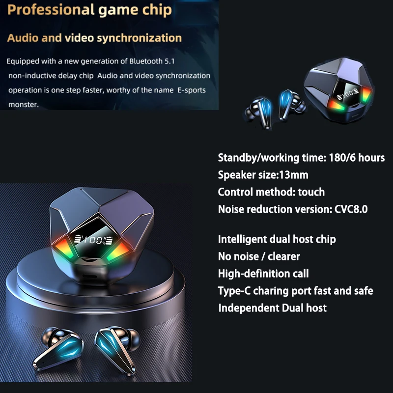 Noise cancelling earphones built-in mic headset touch control  best true wireless earbuds headphones