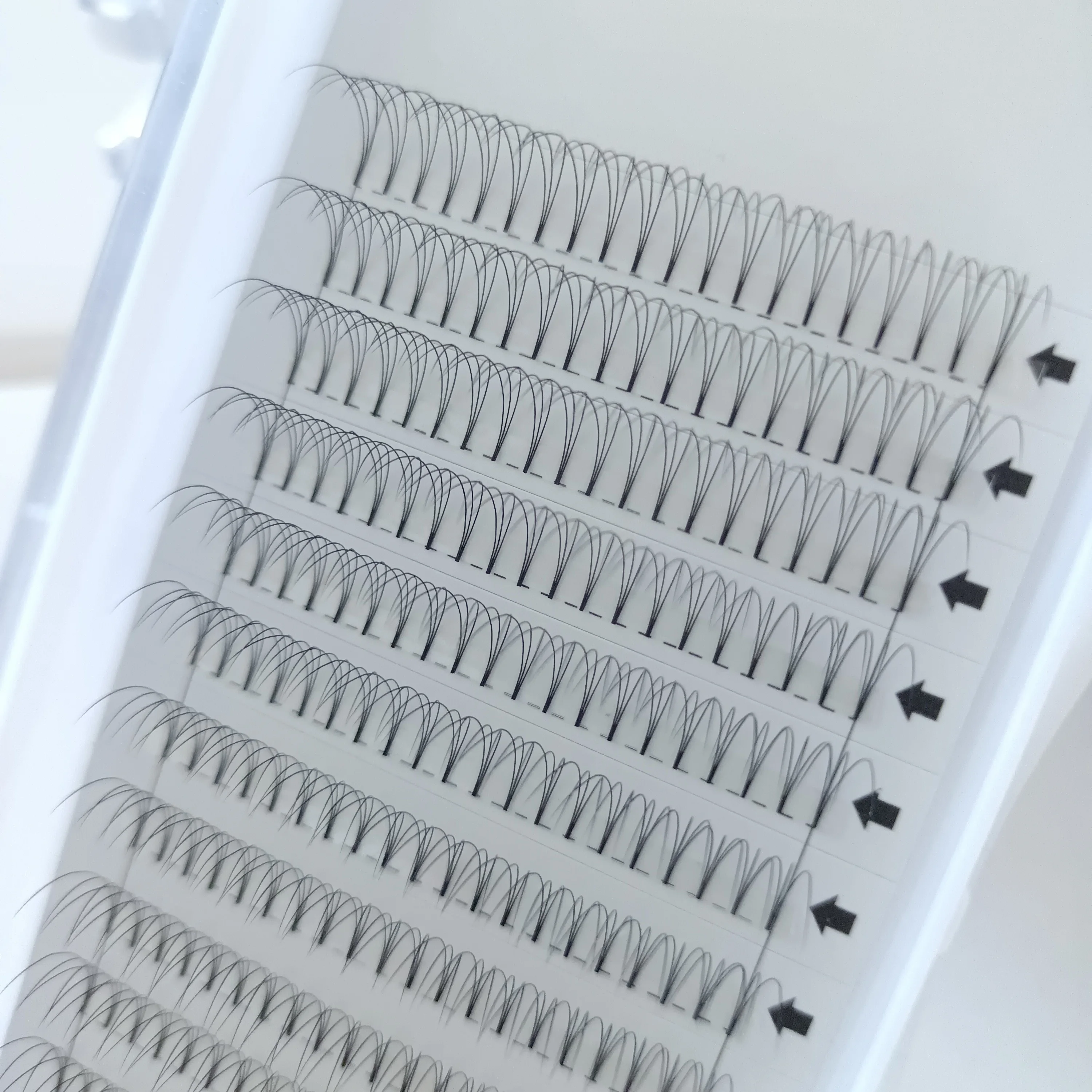 best selling products soft custom luxury faux mink false eyelashes korean pbt fiber premade 3d fans eyelashes