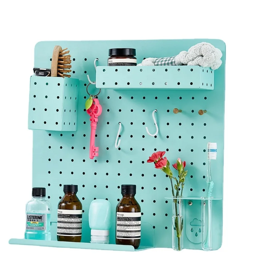 Metal Pegboard Organizer Standing Desk Clamp-On Workstation Accessories Privacy Panel Holder Rack Office Gaming Table Storage