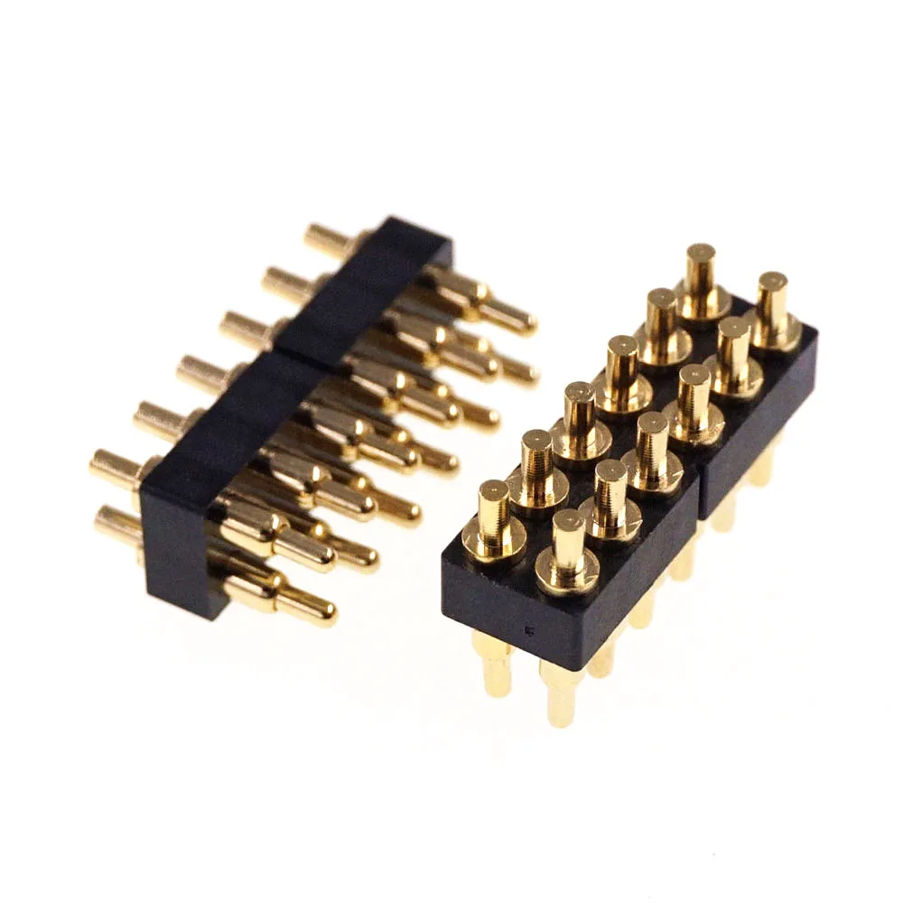 Spring Loaded Pogo Pin Connector 7.0 mm Height 2.54 mm Pitch 12 Pin 2x6 Through Hole dual Row Modular Contact 2.54 Grid DIP
