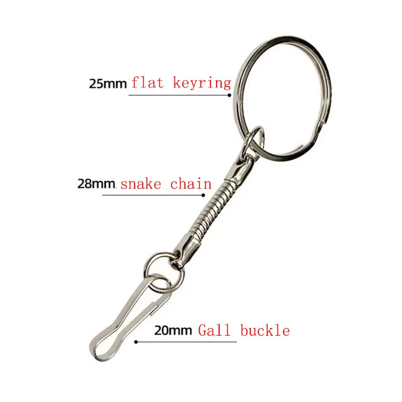 25mm Flat Ring 28mm Snake Chain 20mm Cinnabar Buckle U Disk Hook Keychain Accessories USB Flash Drive Spring Keyring Keyholder