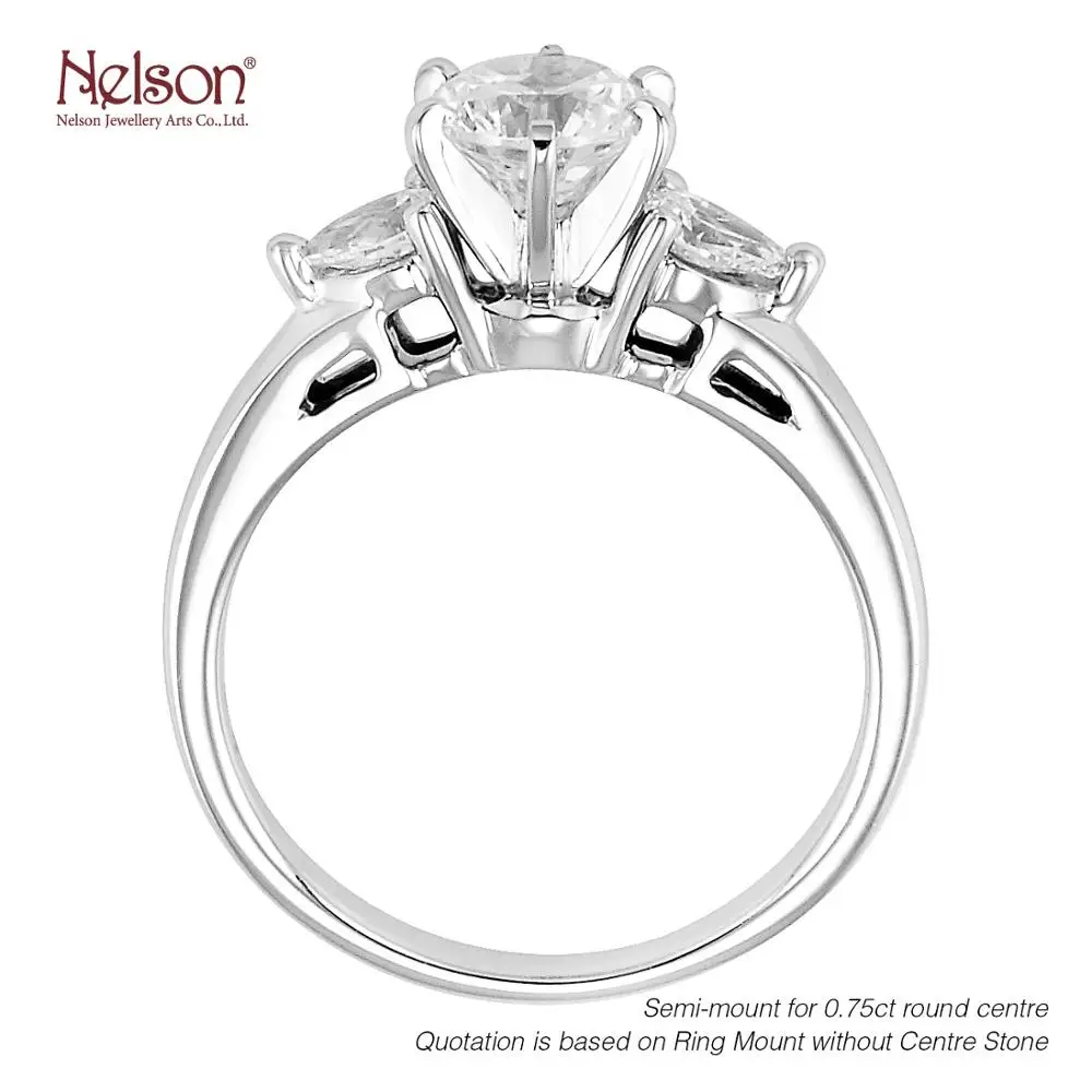 Award Winning Factory Wholesale price no MOQ Custom logo Art Deco Antique 18K White Gold 3-Stone Diamond Mounting Ring