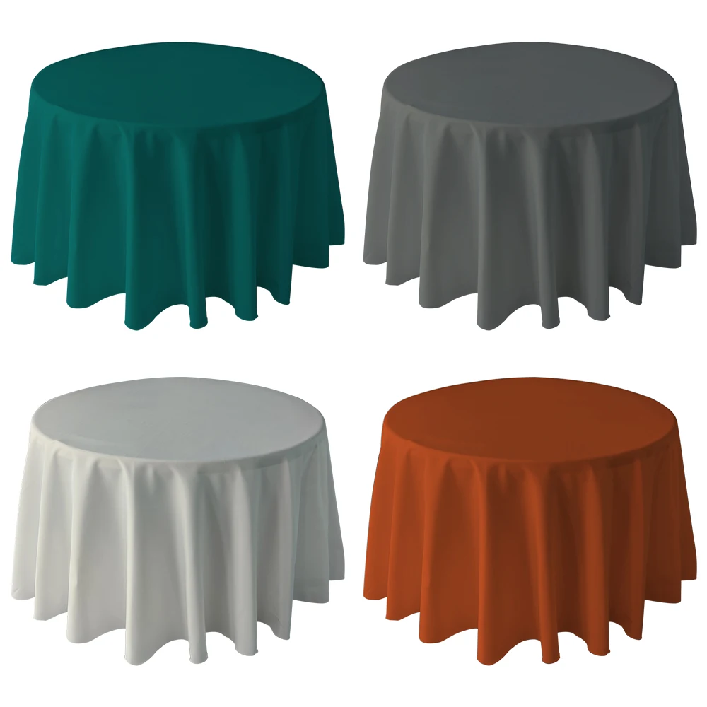 hot sale cheap custom waterproof polyester table cloth round wedding tablecloths