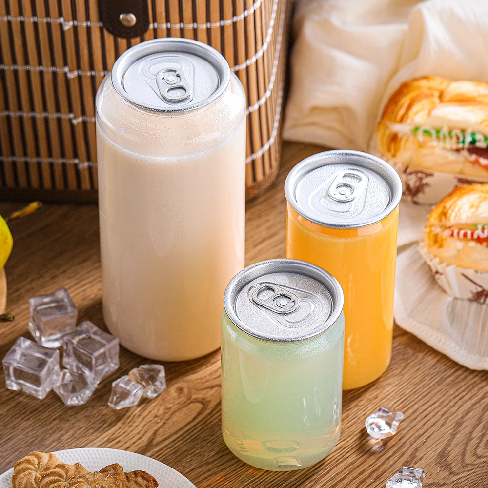 250 ml 350 ml 400 ml 500 ml 650 ml 750 ml Hot sale transparent PET bottle plastic can drink soda coffee beverages can