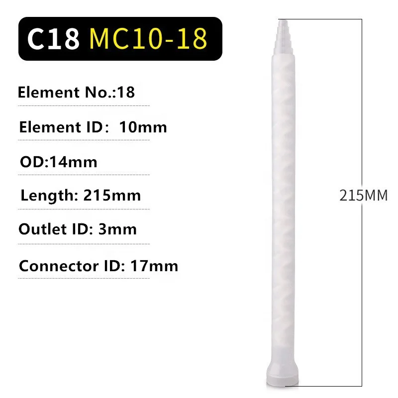 MC10-18 Epoxy Resin disposable Static Mixer Nozzle Polyurethane Epoxy Mixing Pipe Tube Static Mixer