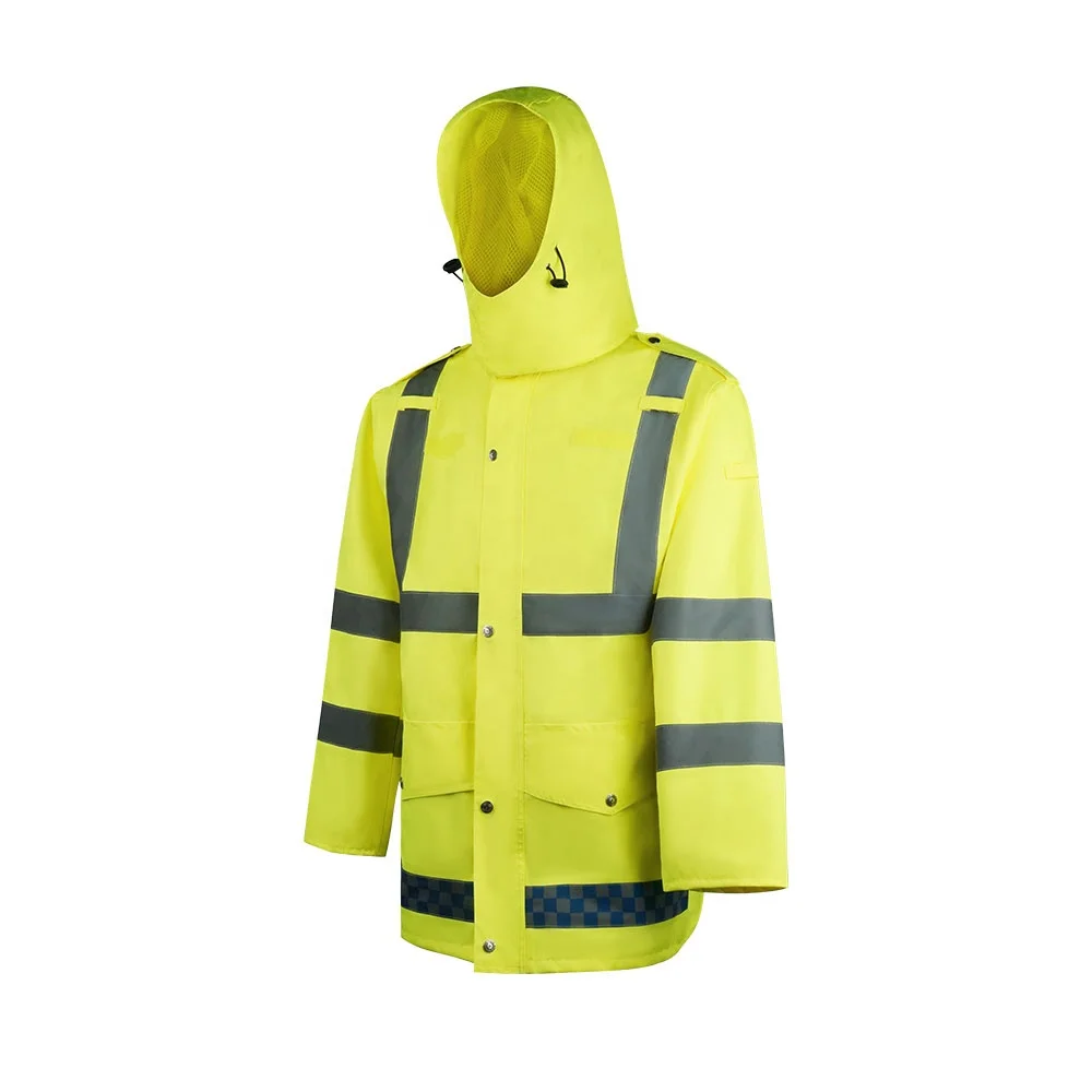 Greatland Wholesale Mens Waterproof Rainwear hi vis reflective PU Waterproof Working Rain Suits