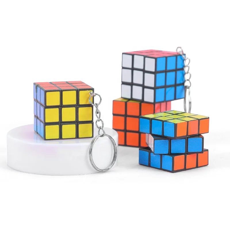 3CM Cube Keyring Promotion Gift 3CM Plastic Magic Cube Keychain STEM Education Toys