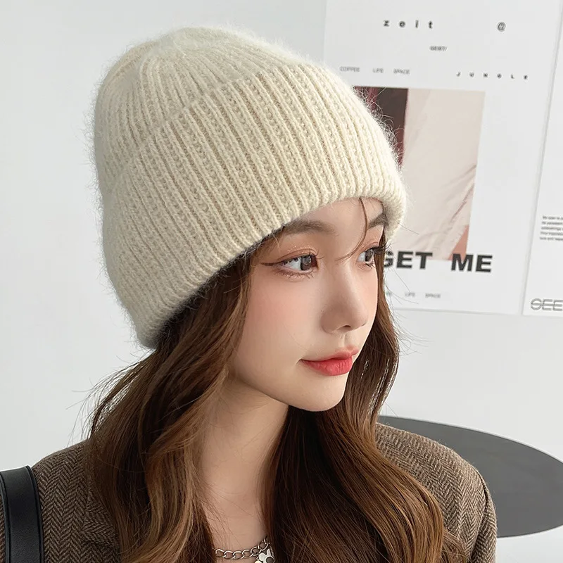 OEM fashion black winter knit beanie custom embroidered logo hat Wholesale Unisex Winter Knitted Cashmere Wool Beanie Hats Women