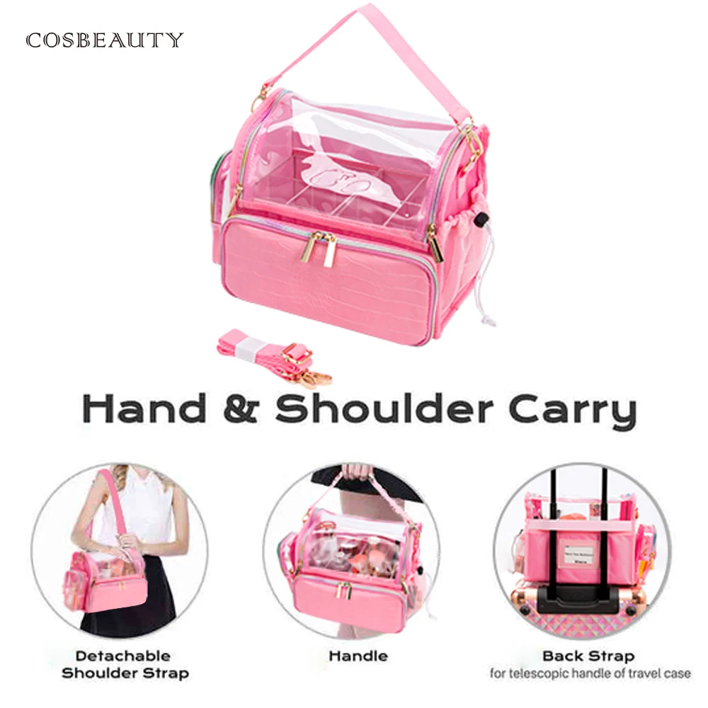 Pink Waterproof Cosmetic Holder Organizer Bag Cosmetic Brush vanity cosmetic beauty makeup  case pouch box bag