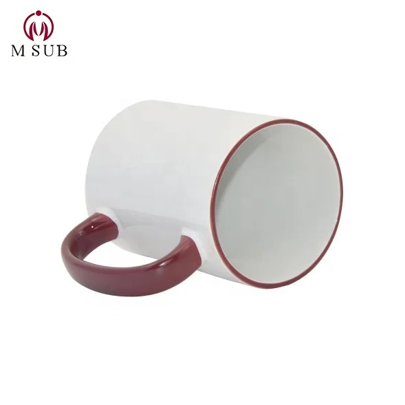 
White inside coffee cups 15 oz Ceramic sublimation mugs rim handle color 