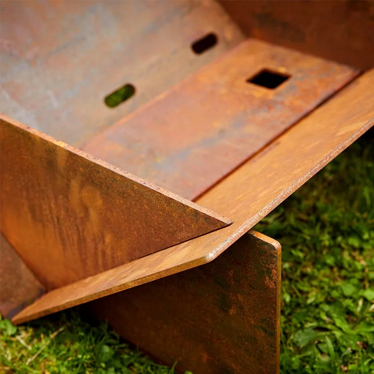Outside Portable Splicing Firepit Corten Steel Folding Patio Fire Pit Table Outdoor Camping Metal Square Fire Pits