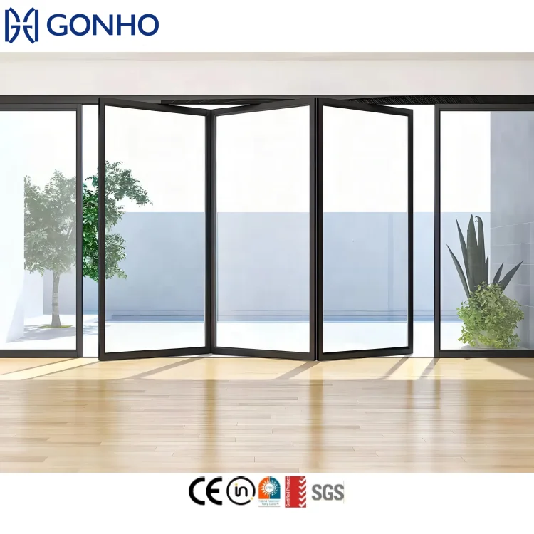 Hurricane Resistance Latest Design Narrow Panoramic Aluminum Folding Door Philippines