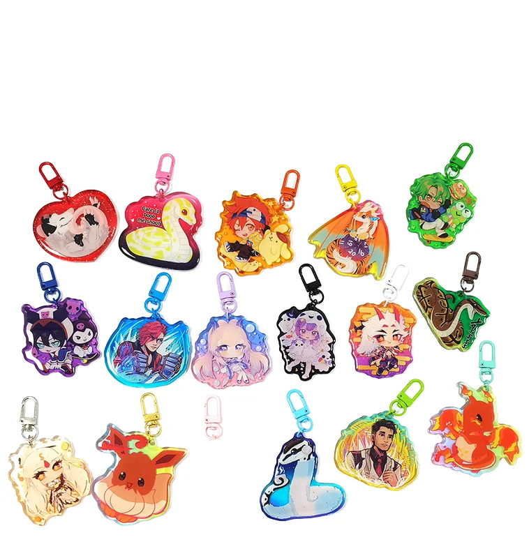 Wholesale Custom Printed Epoxy Resin Cartoon Acrylic Anime Charms Keychains for Women Girls Party Favor