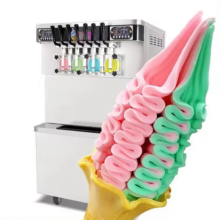 new multi 7 5 flavors soft serve ice cream machine Stainless steel frozen yogurt machinesoft serve ice cream machine