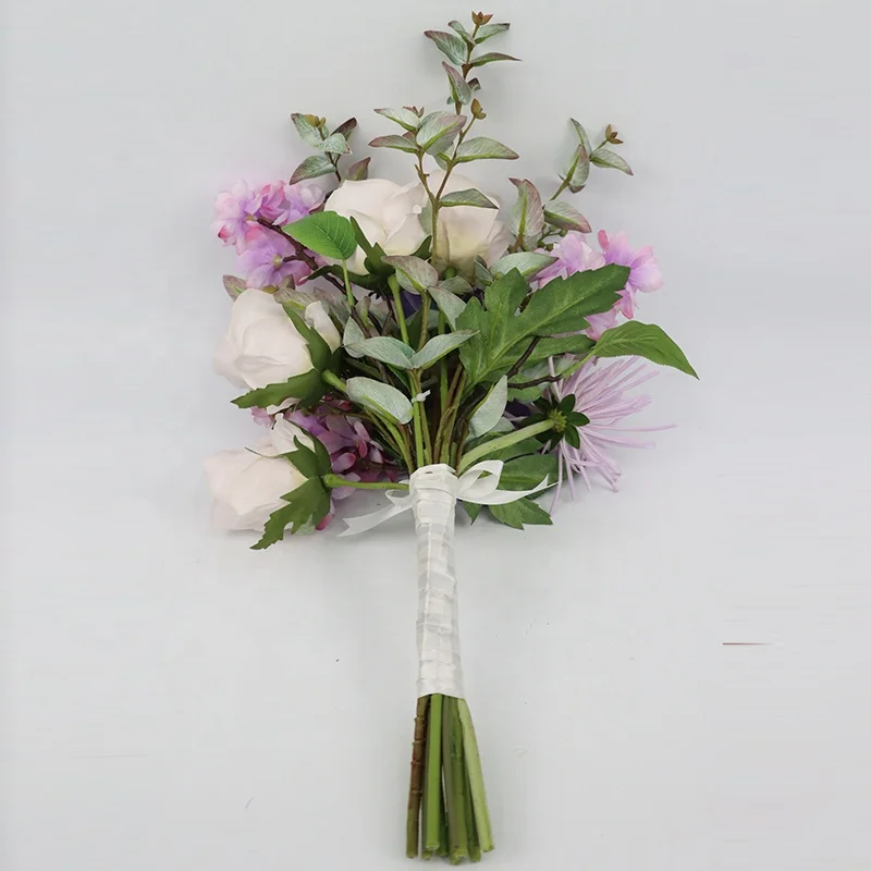 Factory Price Home Decor Rose Bundle dark purple flowers wedding 52cm Vuokot rose bundle Artificial Flower Bouquet