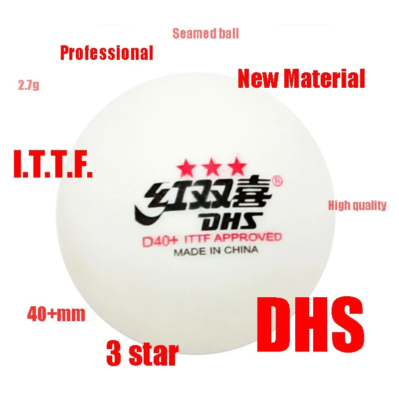 DHS 3 star hot sale table tennis ball D40+ professional player ping pong ball