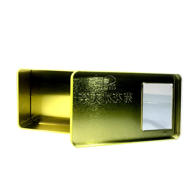 chrysanthemum tea tin Clear top tin with window square window tin box