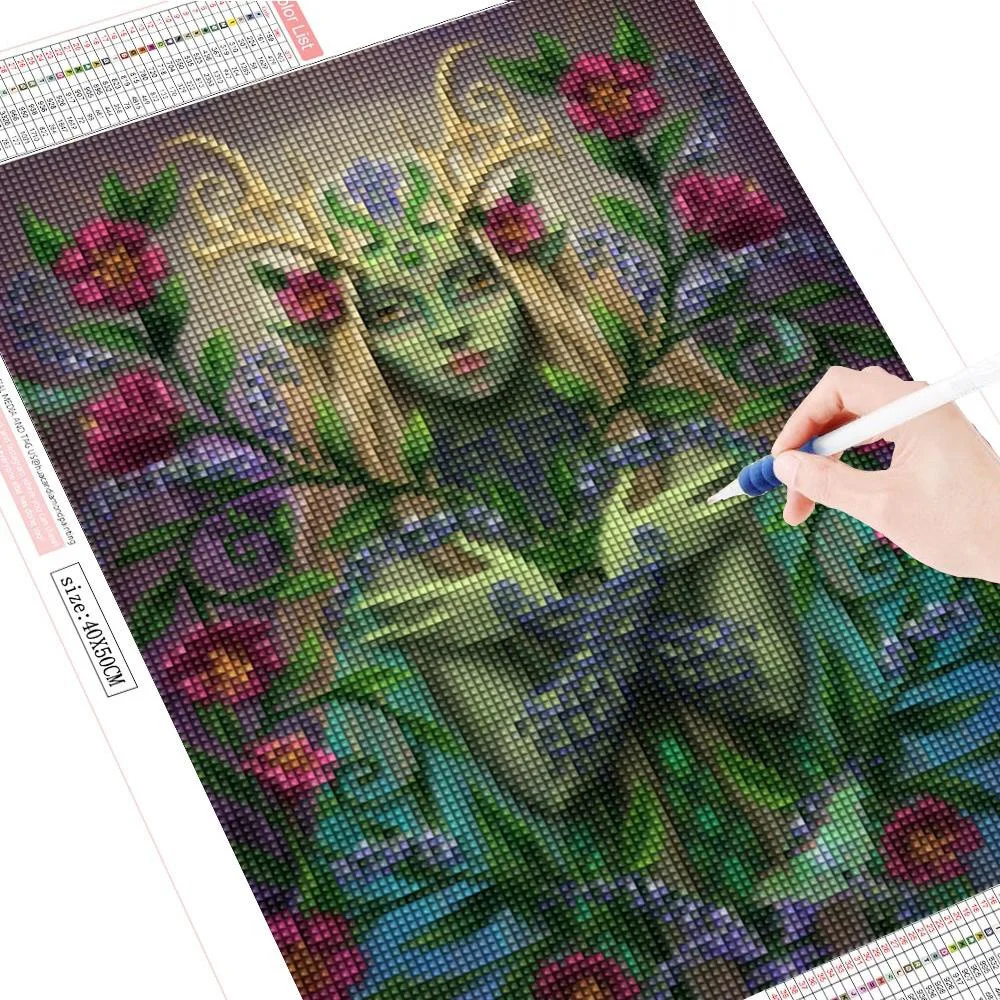 FIYO DIY 5D Flower Witch Diamond Painting Full Drill Kits Home and Kitchen Fashion Crystal Rhinestone Cross Stitch Embroidery