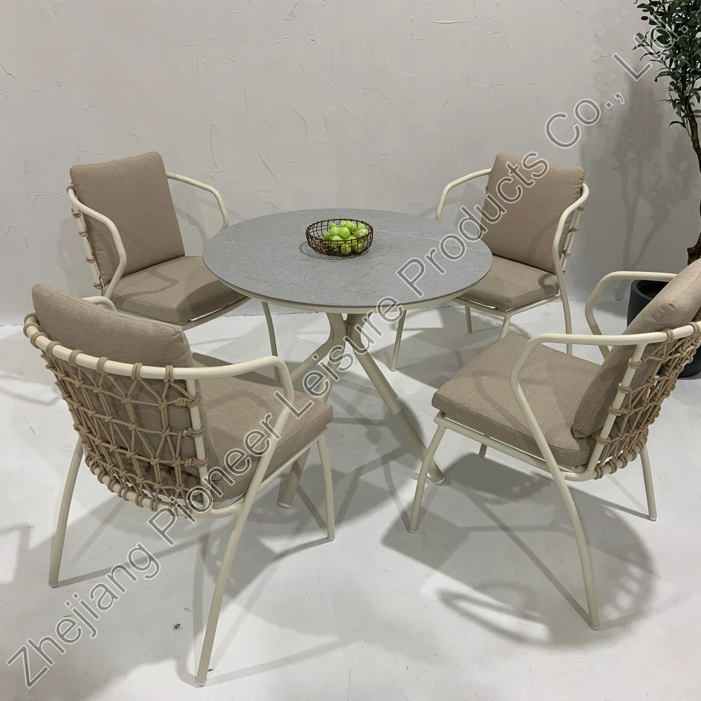 Factory Hot Sale 5 pieces Aluminum Frame Patio Dining Set For Resort