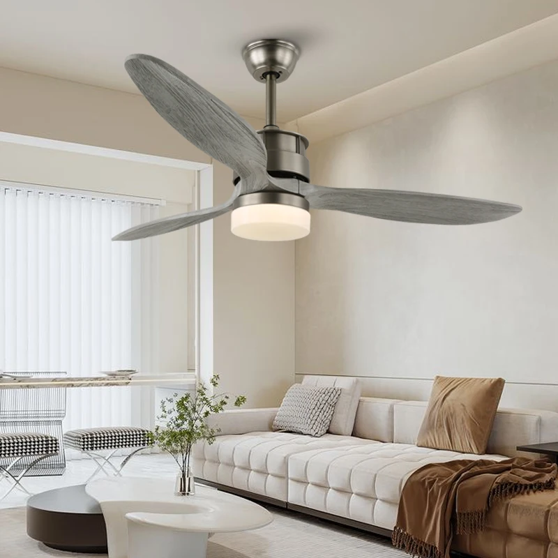 Solid Wood 52 inch Dc 100% Copper Motor Ceiling Fan Ceiling Fan Lighting LED Ceiling Fan With Remote Control